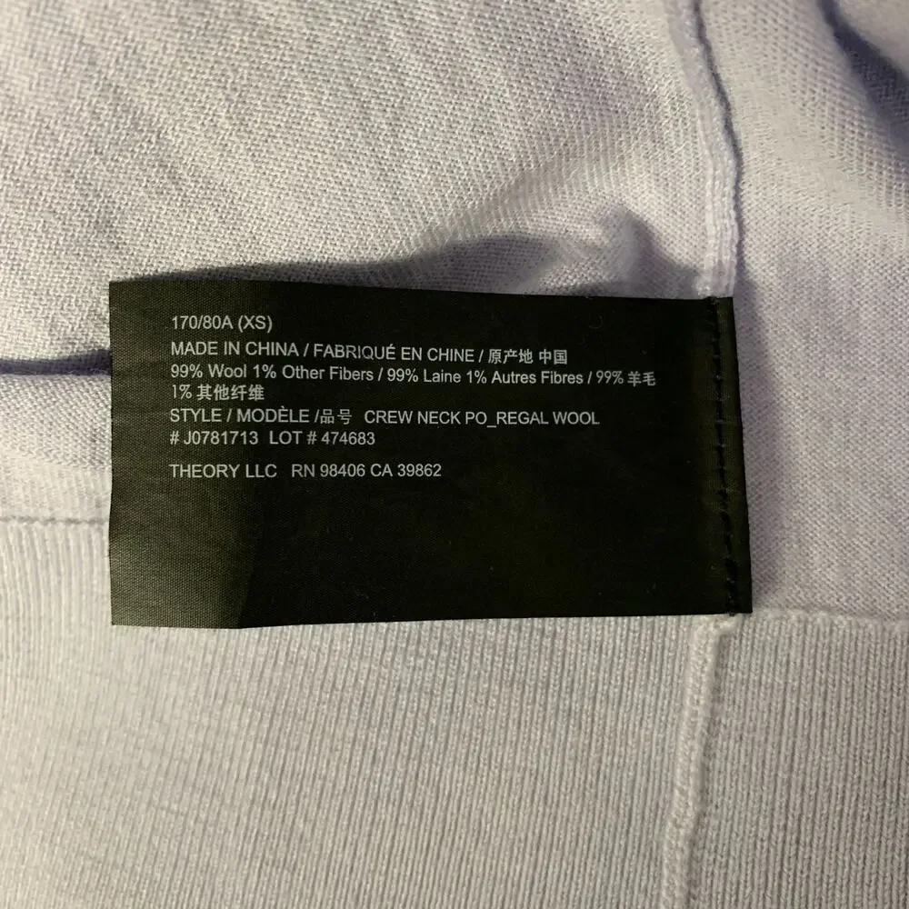 THEORY Size XS Lavender Wool Blend Pull On Pullover